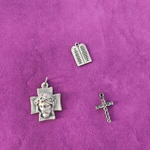 Silver Toned Religious Pendants Set